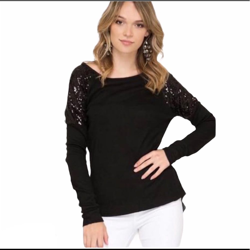 She + sky - sequin shoulder top